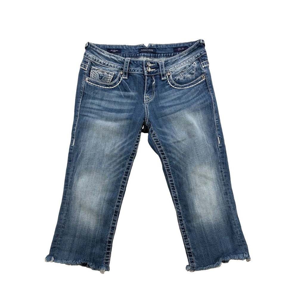Y2K Style VigossThe Chelsea Cropped Jeans Womens 5/6 Sequin Bling Distressed